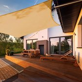 Zonnezeil, waterdicht, rechthoekig, 4 x 4 m, zonwering, waterafstotend, premium PES polyester met uv-bescherming, voor balkon, tuin, terras, vierkant, zand