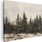 Artaza Canvas Schilderij Kunstwerk van een Besneeuwd Bos - 40x30 - Klein - Foto Op Canvas - Canvas Print