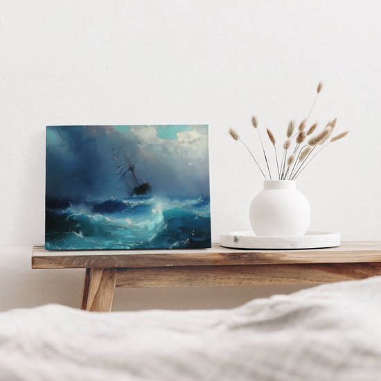 Peinture sur toile Artaza représentant un navire dans une mer agitée - 40 x 30 cm - Klein - Photo sur toile - Impression sur toile