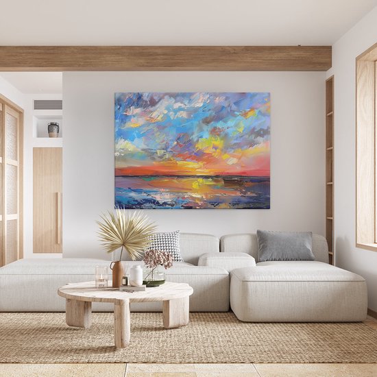 Artaza Peinture sur toile oeuvre abstraite d'un coucher de soleil - 120x90 - Décoration murale - Photo sur toile - Impression sur toile