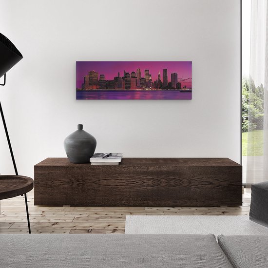 Artaza Peinture sur toile Image d'un Skyline de ville au coucher du soleil – 90 x 30 – Décoration murale – Photo sur toile – Impression sur toile