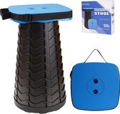 Tabouret télescopique portable amélioré avec siège plus grand – Tabouret pliant carré rétractable pour adultes, tabouret compact léger et pliable (bleu)