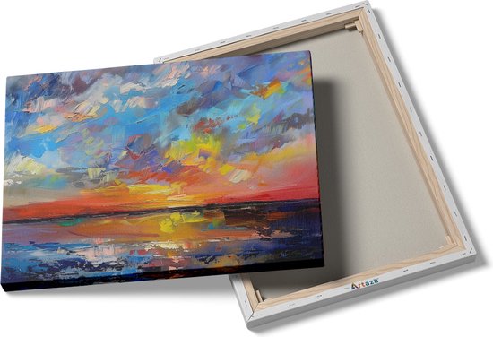 Artaza Peinture sur toile oeuvre abstraite d'un coucher de soleil - 120x90 - Décoration murale - Photo sur toile - Impression sur toile