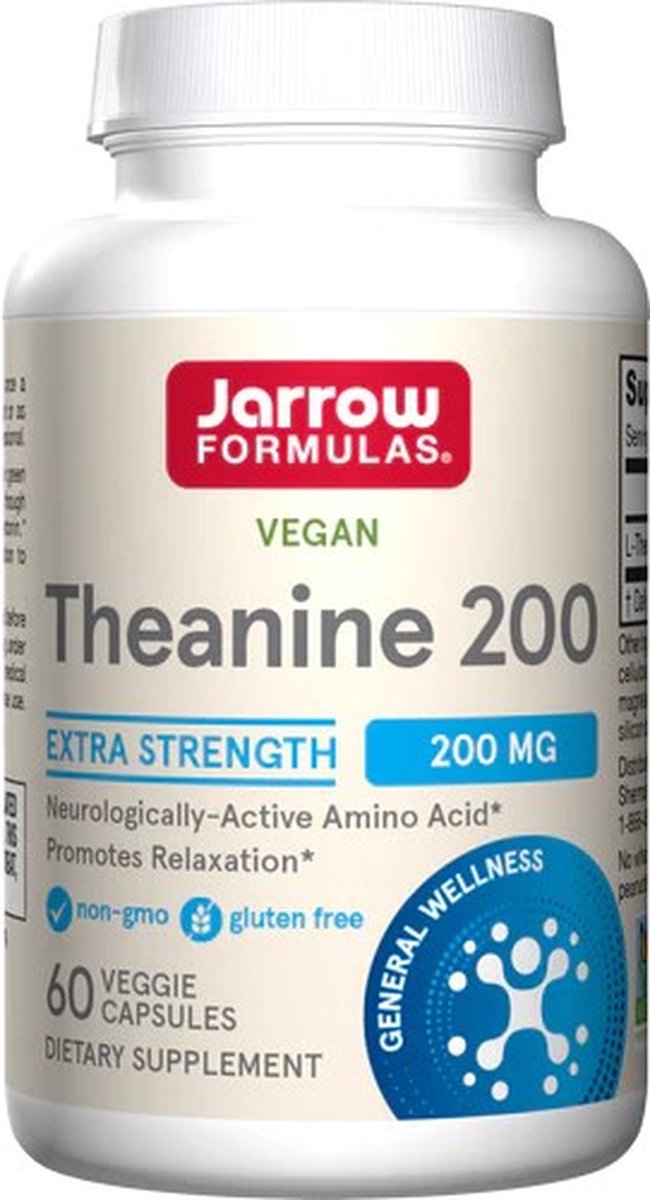 Goedkoopste Theanine 200mg 60 capsules voor ontspanning en beter leervermogen | Jarrow Formulas