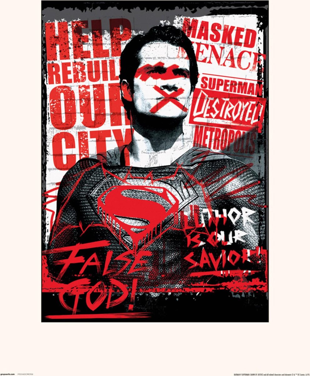 Grupo Erik Kunstdruk Batman vs Superman - Superman - False God 30x40cm Divers