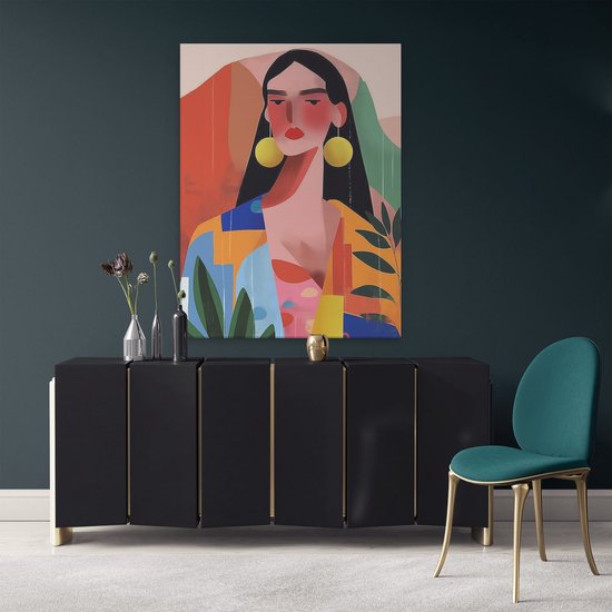 Artaza Tableau sur Toile Illustration d'une Femme en Vêtements Colorés - 90x120 - Décoration murale - Photo sur Toile - Impression sur Toile