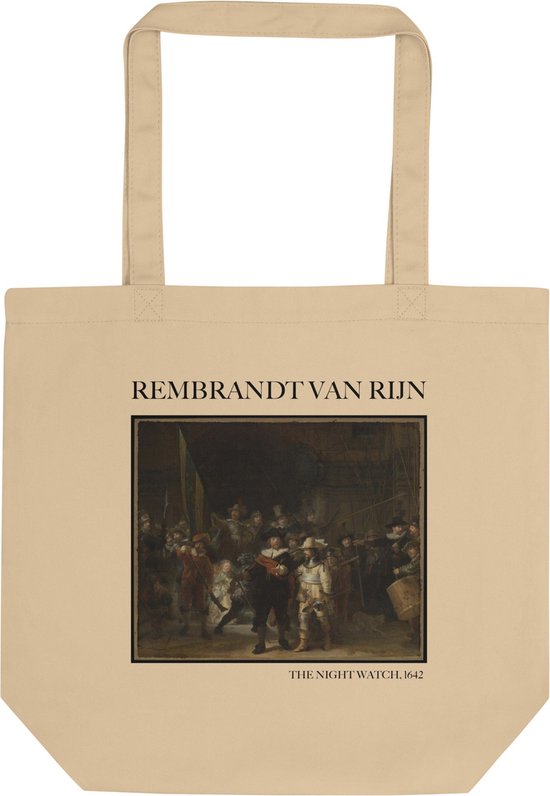 Rembrandt van Rijn 'De Nachtwacht' ("The Night Watch") Beroemde Schilderij Tote Bag | 100% Katoenen Tas | Kunst Tote Bag | Naturel