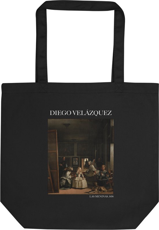 Diego Velázquez 'Las Meninas' ("Las Meninas") Beroemde Schilderij Tote Bag | 100% Katoenen Tas | Kunst Tote Bag | Zwart