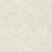 Grafisch behang Profhome 386903-GU vliesbehang hardvinyl warmdruk in reliëf gestructureerd met geometrische vormen glimmend ivoor parelwit goud 5,33 m2