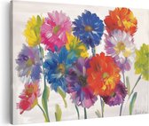 Artaza Canvas Schilderij Kleurrijke Bloemen op een Witte Achtergrond - 120x80 - Groot - Foto Op Canvas - Canvas Print