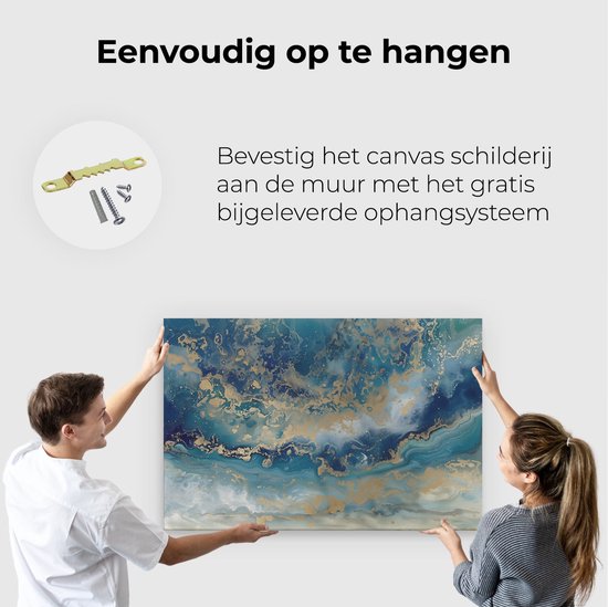 Artaza Peinture sur toile oeuvre abstraite de Blauw et Goudor - 120x80 - Groot - Photo sur toile - Impression sur toile