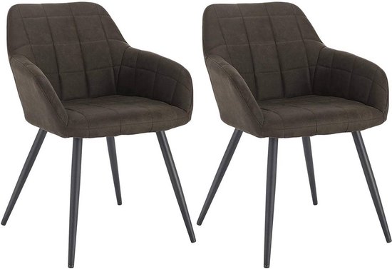 Rootz Set van 2 Eetkamerstoelen - Comfortabele zitplaatsen - Stijlvolle eetkamerstoelen - Ergonomisch ontwerp - Duurzame constructie - Antislipeigenschappen - 49 cm x 43 cm x 81 cm