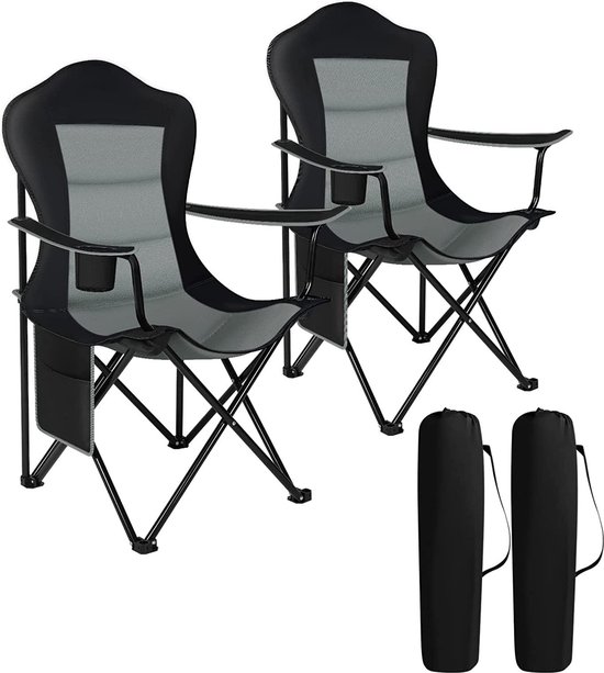Rootz Ultralight klapstoel - Draagbare stoel - Reisstoel - Duurzame 600D Oxford-stof - Gemakkelijk transport - Verbeterd comfort - Bekerhouder - 84 cm x 110 cm x 62 cm