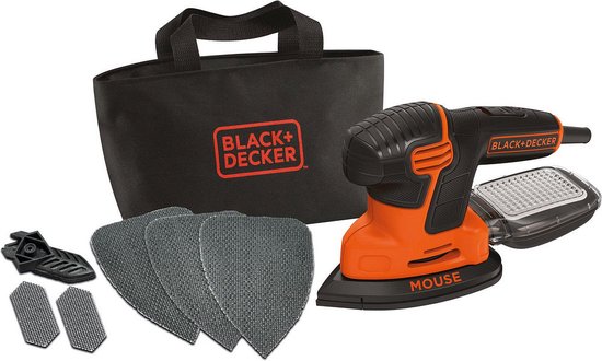 BLACK+DECKER 55W Mouse™. klittenband voor papierbevestiging. Stofopvangsysteem - KA2000-QS