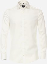 VENTI modern fit overhemd - mouwlengte 7 - twill - beige - Strijkvrij - Boordmaat: 46