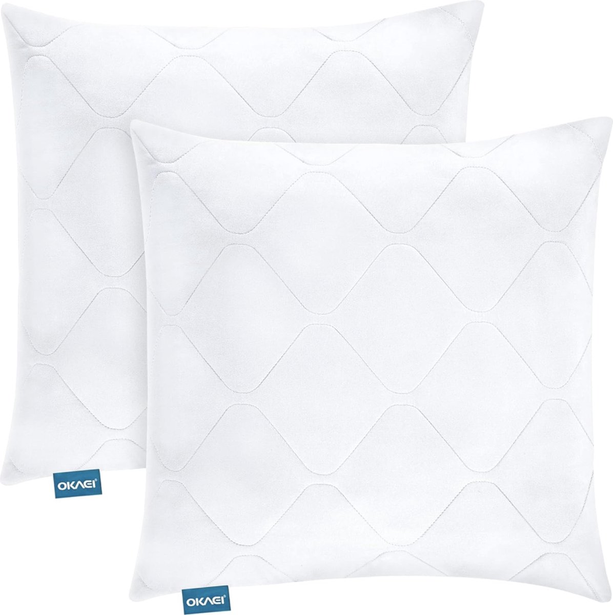 OKAEI Hoofdkussen 40 x 40, set van 2 stuks, superzachte kussenset, mensen met allergieën, hoofdkussen, 40 x 40, kussen, klein, kussen 40 x 40, slaapkussen, bed, superzacht beddengoed en beddengoed Wit