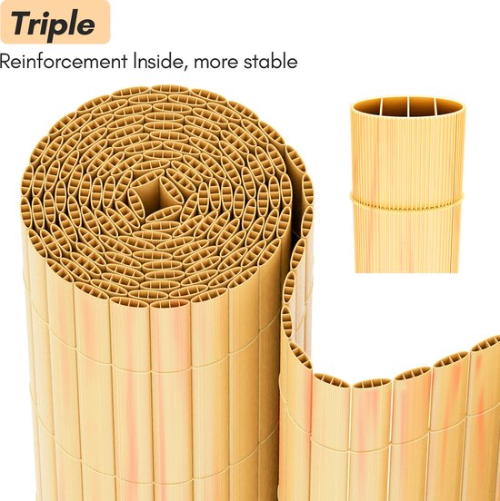 urfence Jouw Oase: 110x300 Bamboe Balkonscherm Privacy Mat - Tuin Bamboemat Balkon Inkijkbescherming - Ondoorzichtig & Weerbestendig - Bamboestok Windscherm Zonnescherm Wandbekleding Bamboehek