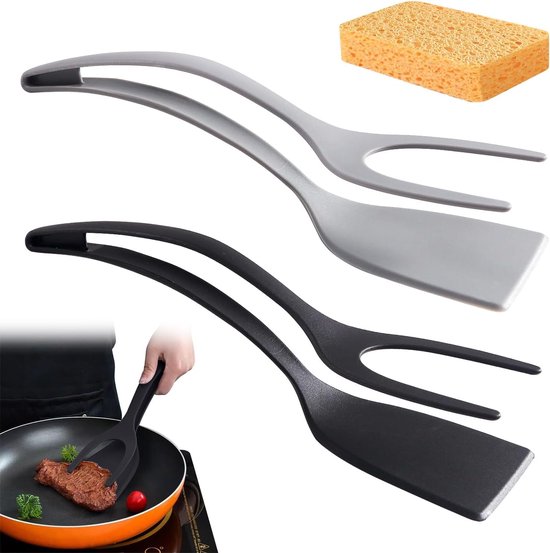2-in-1 Eierspatel Aus Nylon – Antihaftbeschichtet, Als Spatel & Zange Nutzbar, 31 Cm, Für Eier, Pfannkuchen, Grillgut