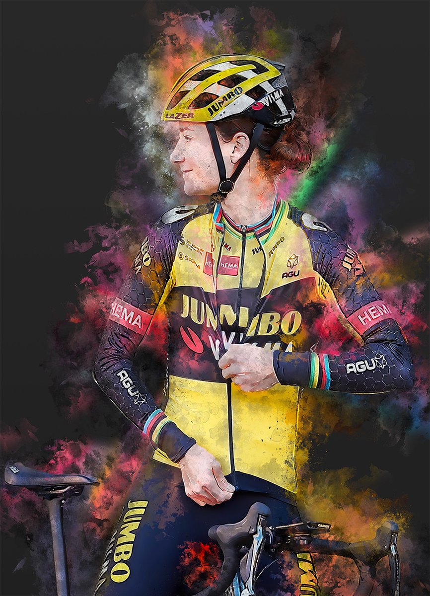 Marianne Vos A1 Semi-Glossy poster - 59.4x84 cm - Sport poster - Wielrennen poster - Unieke poster van Marianne Vos in wielrenners tenue
