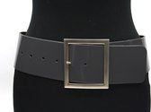 Thimbly Belts Ceinture femme gris foncé - ceinture femme - 8 cm de large - Grijs - Cuir Laque véritable - Tour de taille : 95 cm - Longueur totale de la ceinture : 110 cm