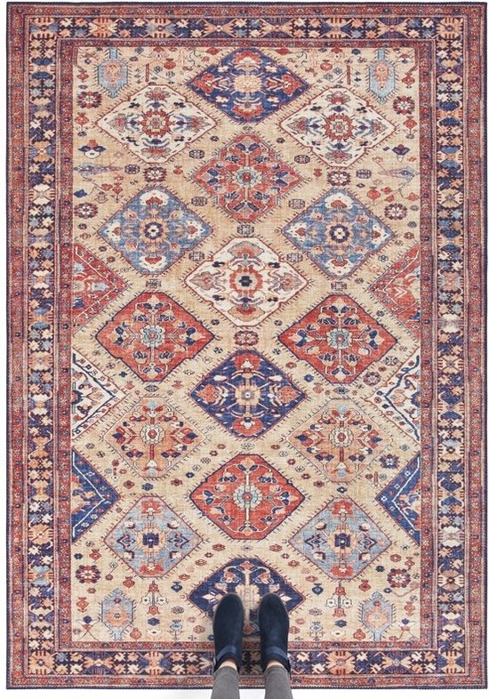 Flycarpets Elle Decoration - Vintage Vloerkleed - Afgan Kelim - Klassiek - Rood - 120x160 cm