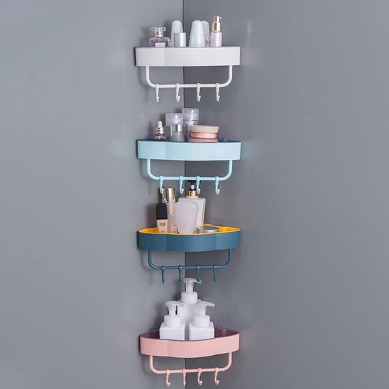 Foto: Shower caddy corner bathroom shelves with hooks wall mounted kitchen bathroom racks organizer punch free shelf storage color beige bathroom organizer