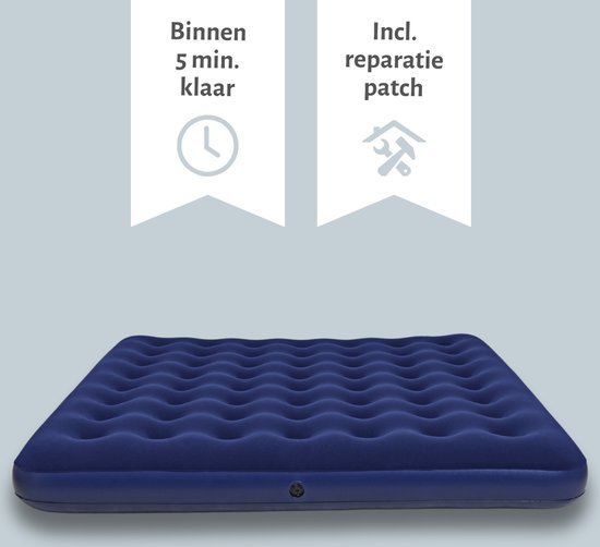 Bestway luchtbed - 2-Persoons - 183 x 203 x 22 cm - Blauw - Inclusief Hoeslaken - Pomp en Reparatieset van Bestway — afbeelding 5