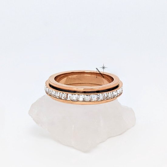 Luminora Elevate Ring Roségoud - Fidget Ring Diamanten - Anxiety Ring - Stress Ring - Anti Stress Ring - Spinner Ring - Spinning Ring - Draai Ring - Maat 49 | ⌀ 15.7 - Wellness Sieraden