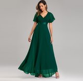 Robe de soirée V longue en mousseline de soie, Grandes tailles, col en V