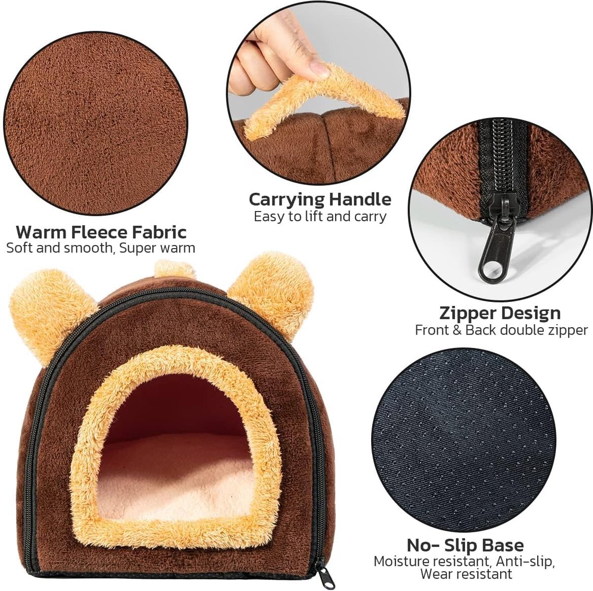 Warm Cavia Bed House in de winter Lente – Grot Gezellige Hamster Konijn bed met afneembare pad, Grote schuilplaats voor cavia, fret egel chinchilla baard draakennest, blauwe stare