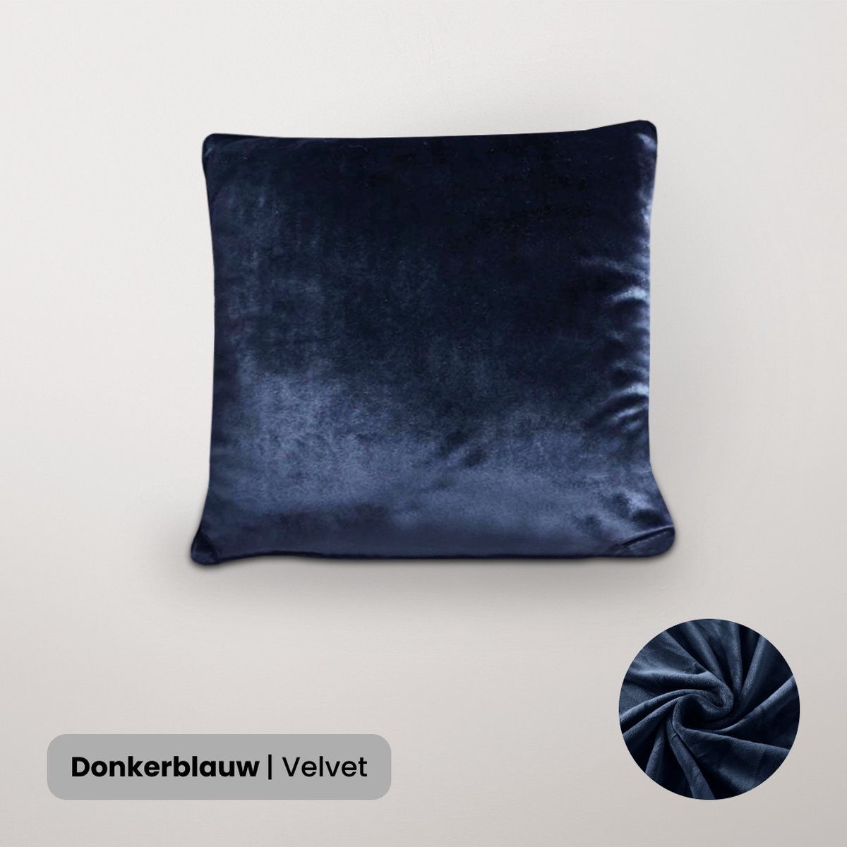 BankhoesDiscounter Velvet Kussenhoes – 45x45cm – Donkerblauw – Kussensloop – Kussenovertrek – Kussenhoes 45x45