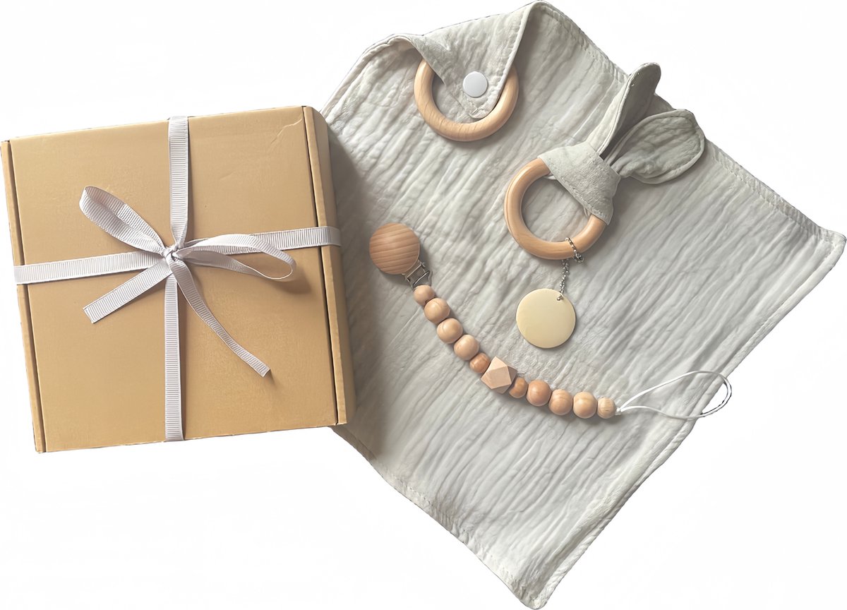 Goedkoopste Baby Geschenk Set - 3-delig Kraamcadeau - Grijs - Unisex Baby Cadeau - Giftset - Babyshower - Kraamvisite