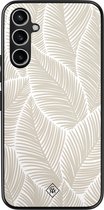 Casimoda® hoesje - Geschikt voor Samsung Galaxy A34 - Palmy Leaves Beige - Zwart TPU Backcover - Natuur - Bruin/beige