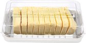 Boterdoos, roestvrijstalen botersnijder snijapparaat, 2 in 1 botersnijcontainer met transparant deksel boterkaasdoos voor het bewaren van kaas voor keukenkoeling (wit)