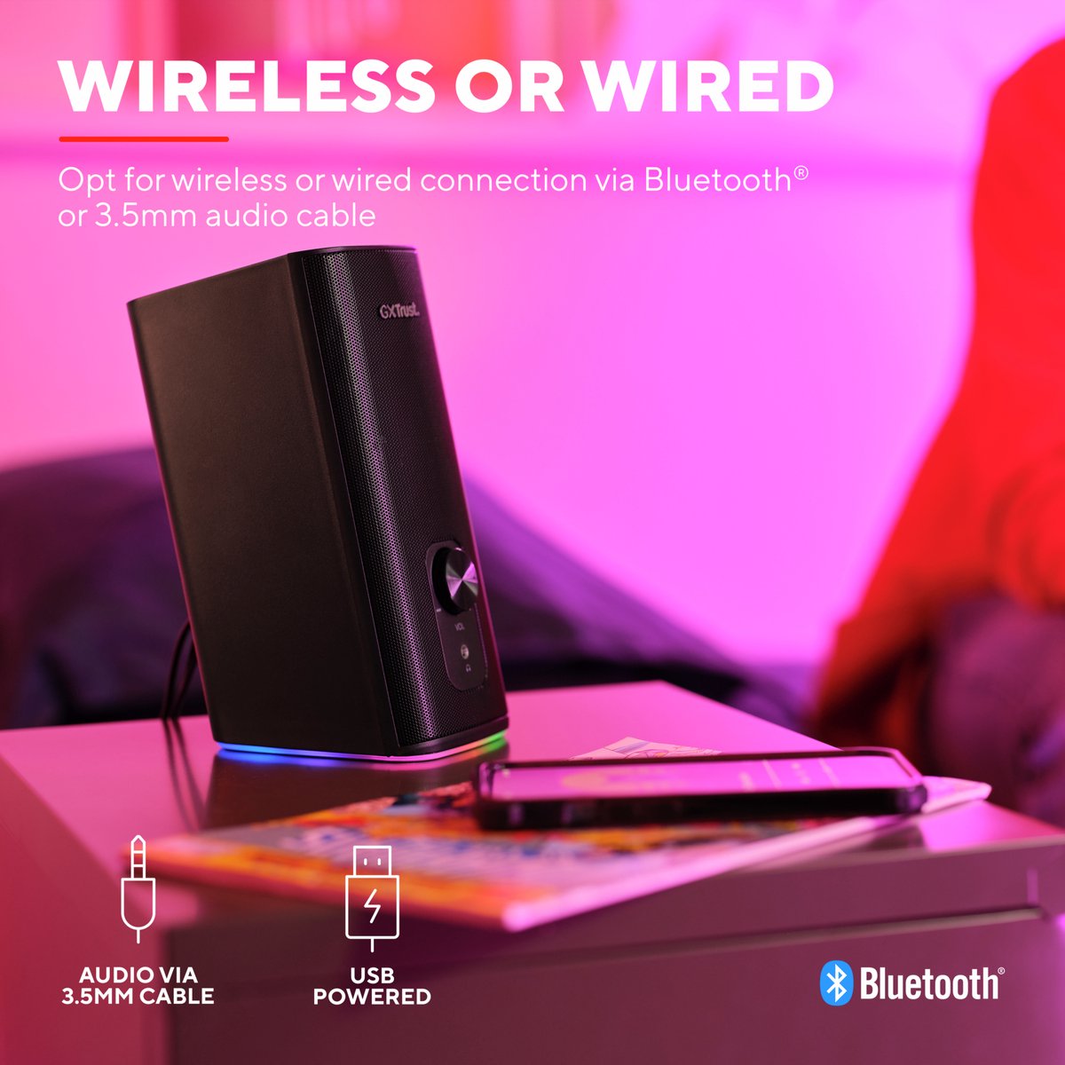 Trust GXT 612 Cetic - Multimedia Speakers - Gaming - Bluetooth - 2.0 - Zwart