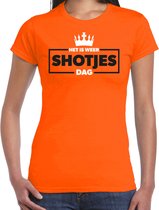 Bellatio Decorations Koningsdag verkleed T-shirt voor dames - shotjes - oranje - feestkleding M