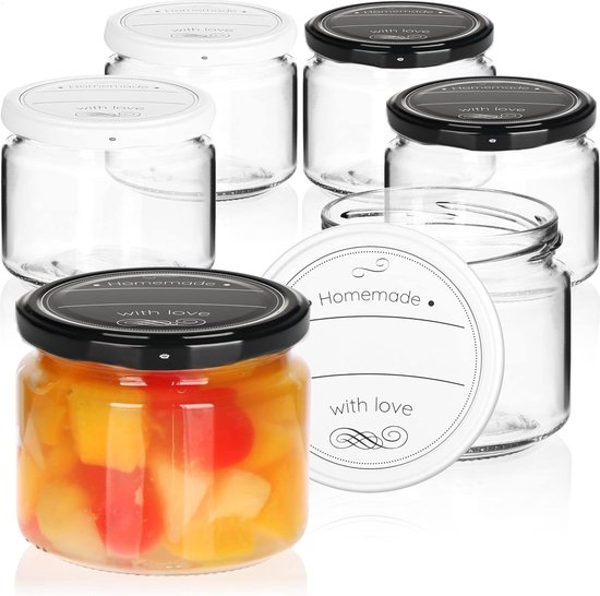 Set van 6 inmaakglazen/weckpotten met schroefdeksel (210 ml