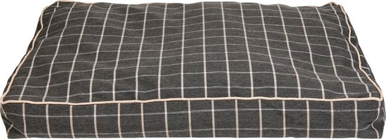 Tartan Hondenbed Donkergrijs/beige-l 90x60x12cm - Hond - Animal Boulevard - Ab10306 - Donkergrijs/beige