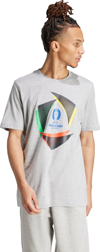 adidas Performance UEFA EURO24™ Official Emblem Ball T-shirt - Heren - Grijs- 2XL