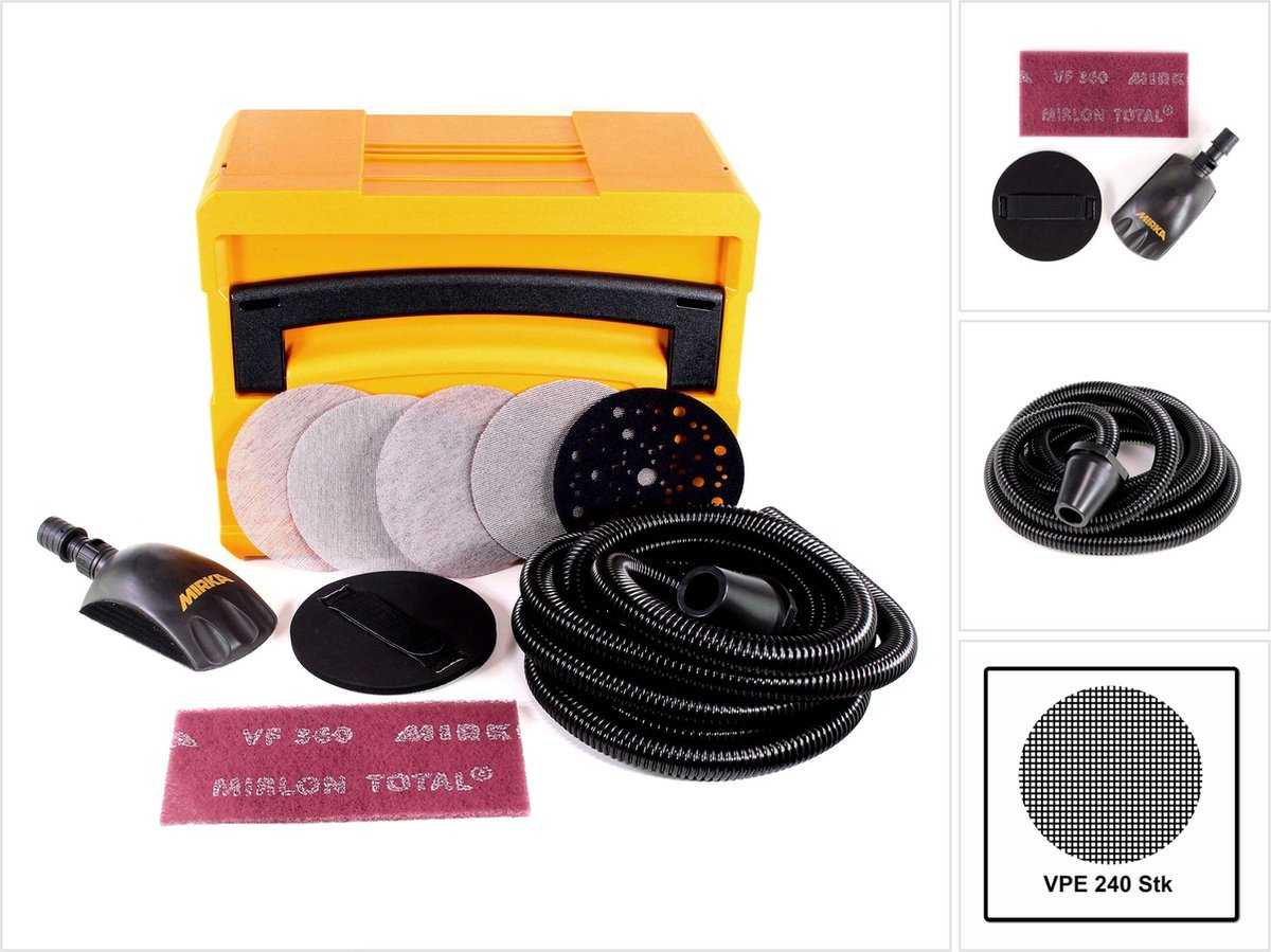 Mirka Schleif Solution Case Set XXL für DEROS + Roundy Handblock + 240x ABRANET Schleifscheiben 150mm