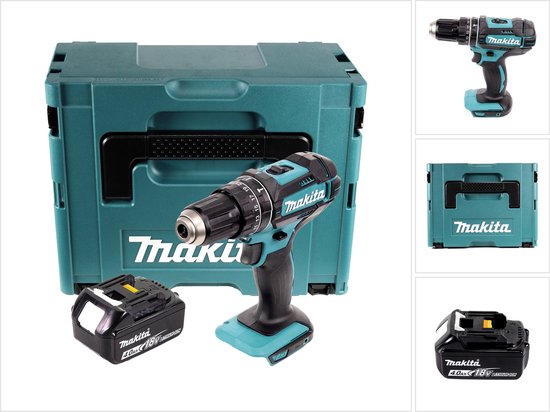 Makita DHP 482 M1J accu klopboormachine 18 V 62 Nm + 1x accu 4.0 Ah + Makpac - zonder lader