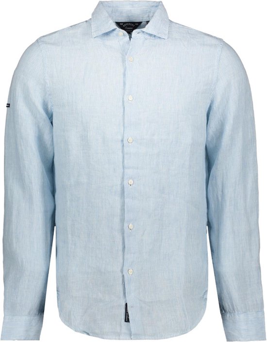 Superdry Overhemd Studios Casual Linen L S Shirt M4010607a Seafoam Blue Stripe Mannen Maat - XL