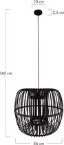 DKNC - Hanglamp Bari - Bamboe - 46x46x40 cm - Zwart
