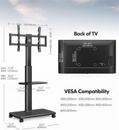 TV standaard verrijdbaar 1.5m met 20mm hout-voet voor 32-55 65 70 inch, Draaibaar & Hoogte verstelbaar universal tv stand trolley wheel, portable vloerstandaard op wielen Max VESA 600x400mm