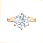 Sophia - 18k Roségouden Moissanite Verlovingsring met Pavé Zijstenen - 5 karaat