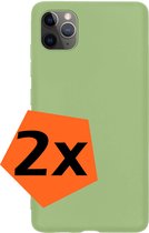 Hoesje Geschikt voor iPhone 11 Pro Max Hoesje Siliconen Cover Case - Hoes Geschikt voor iPhone 11 Pro Max Hoes Back Case - 2-PACK - Groen