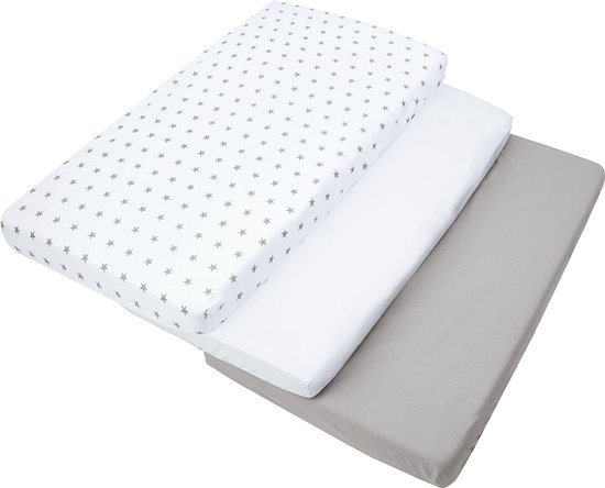 Set de draps housse, drap housse 60 x 120 cm, 100% coton