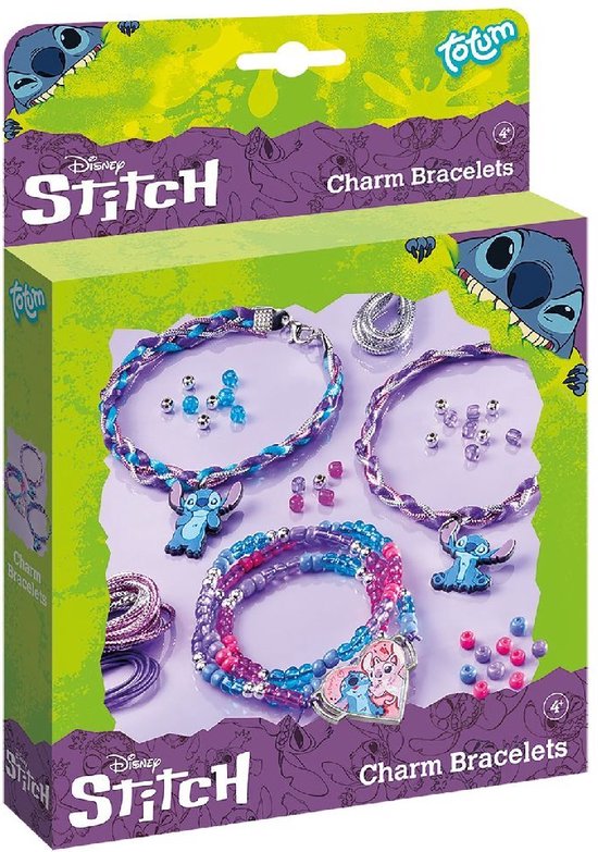 Foto: Disney lilo en stitch totum 3 bedel armbandjes maken met kralen en hart en 2 stitch bedels en wikkel en vlecht technieken cadeautip creatief speelgoed