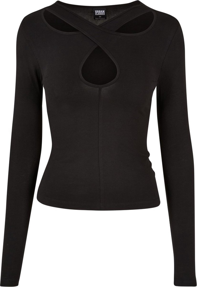 Urban Classics Crossed Cut Out Longsleeve top S Zwart