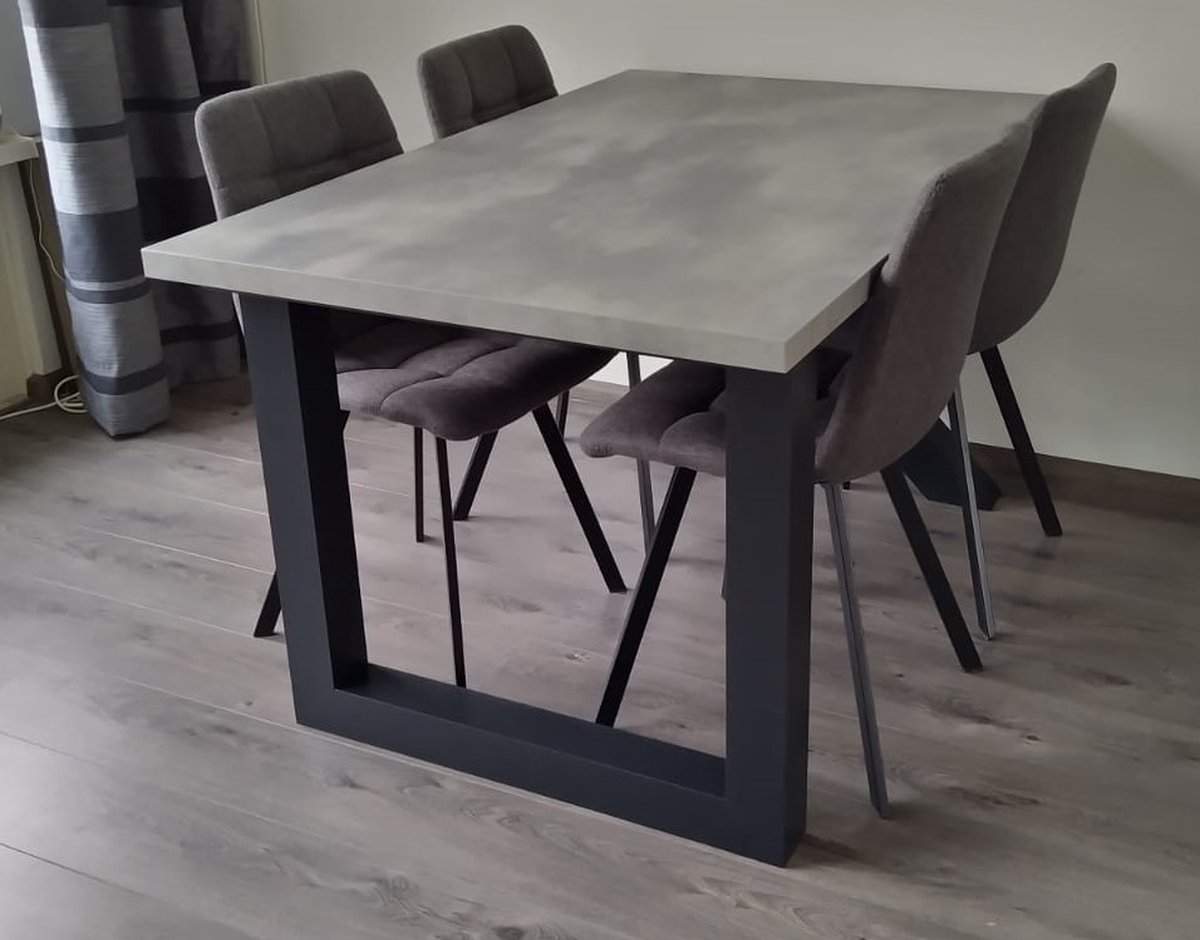 Eettafel Milaan - Upoten - Upoot - Betonlook / Zwart Onderstel - 90 x 180 cm